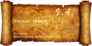 Vecsei Ahmed névjegykártya